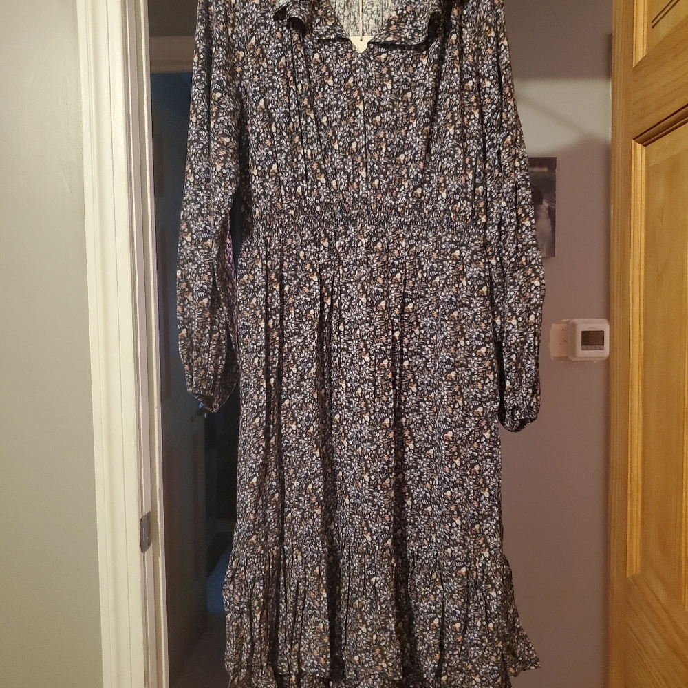 Universal Thread for Target Floral ruffle trim maxi dress